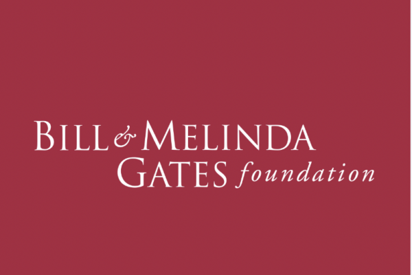 Red background with white print of Bill & Melinda Gates Foundation