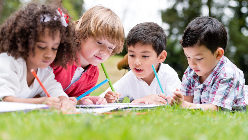 Bigstock Group Of School Kids Coloring 49977152