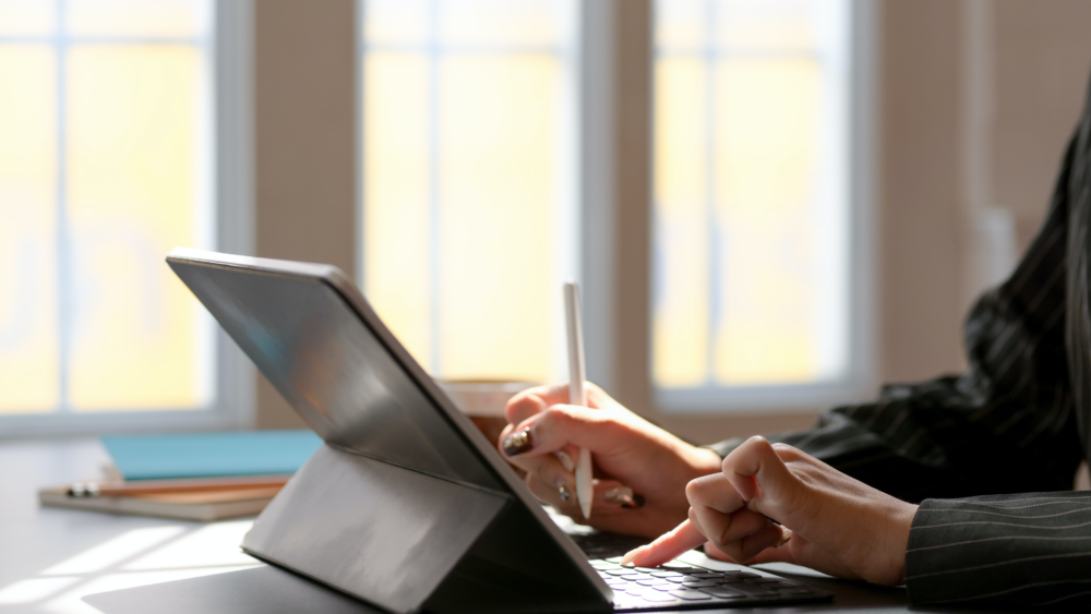 Person Using Tablet Computer