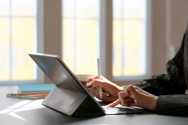 Person Using Tablet Computer