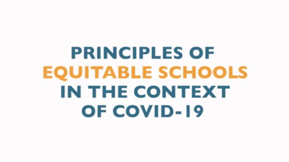 Text Reading "Principles of Equitable Schools in the Context of COVID-19"